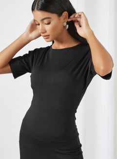 Sivvi x D'Atelier Asymmetric Hem Bodycon Dress Black  - Image 2