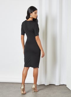 Sivvi x D'Atelier Asymmetric Hem Bodycon Dress Black  - Image 3