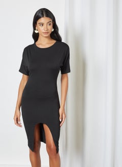 Sivvi x D'Atelier Asymmetric Hem Bodycon Dress Black  - Image 4