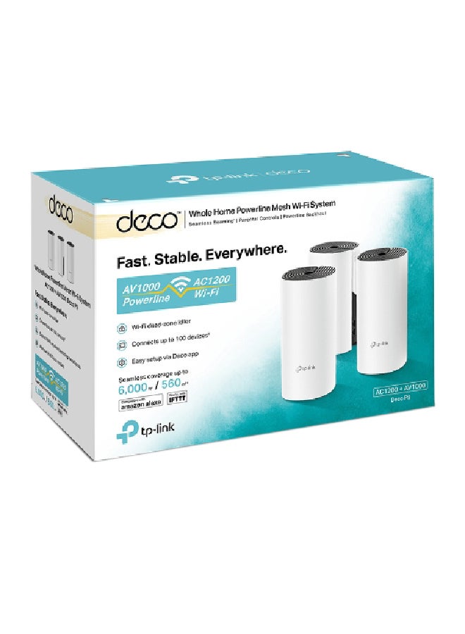 TP-LINK - Deco P9 (3-Pack) Whole Home Powerline Hybrid Mesh Wi-Fi System, Signal Through Walls, Coverage for 4-6 Bedroom Houses, 100 Devices Connectivity, One Wi-Fi Network Name, Parental Controls, Works with Alexa White - Image 1