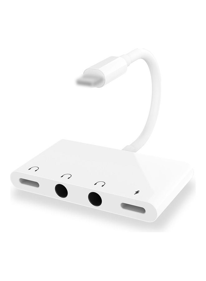 Generic 4 in 1 Audio Adapter Charging & AUX Headphone Converter V8494_P White  - Image 1