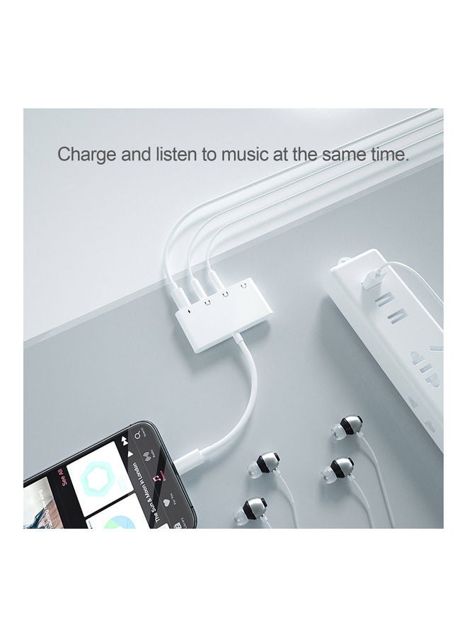 Generic 4 in 1 Audio Adapter Charging & AUX Headphone Converter V8494_P White  - Image 2