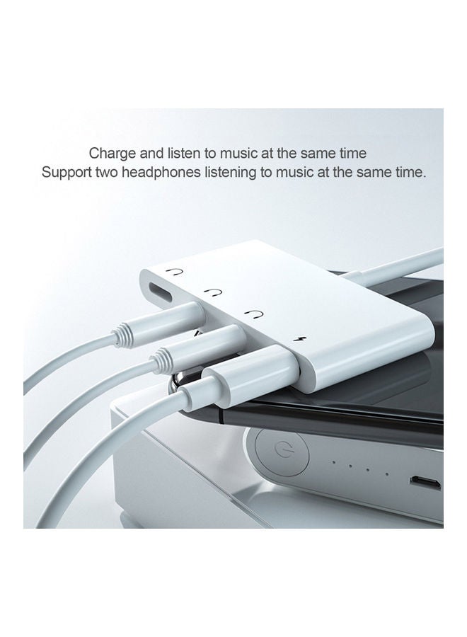 Generic 4 in 1 Audio Adapter Charging & AUX Headphone Converter V8494_P White  - Image 4
