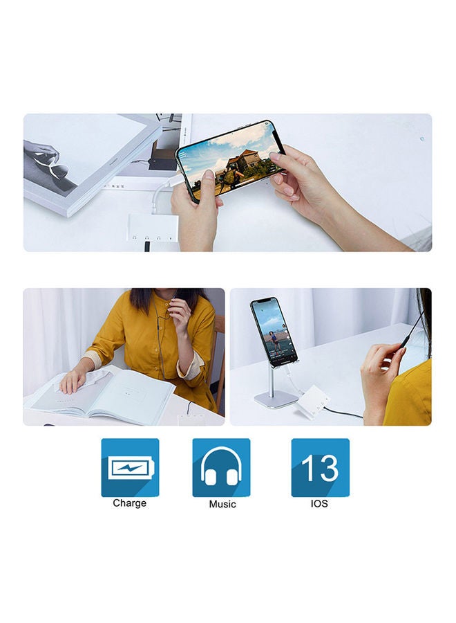 Generic 4 in 1 Audio Adapter Charging & AUX Headphone Converter V8494_P White  - Image 5