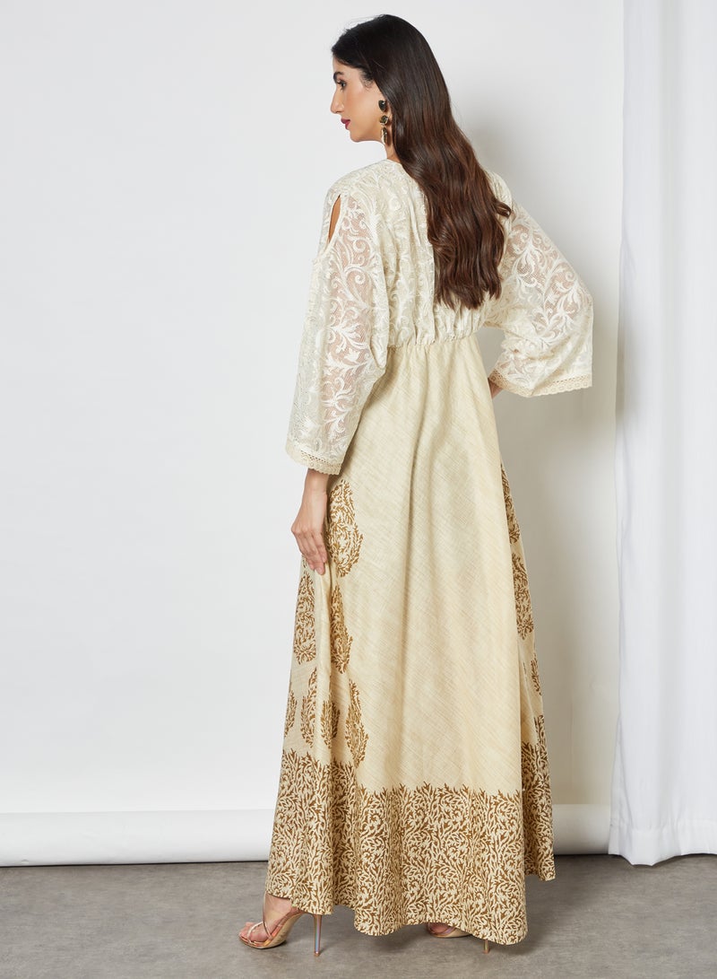 Sara Arabia - Sara Damask Nature Inspired Jalabiya Gold - Image 1