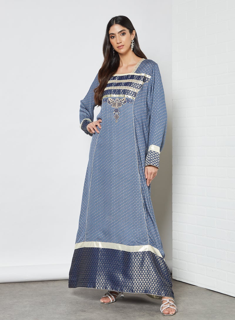 Sara Arabia - Printed Stylish Jalabiya Blue - Image 1