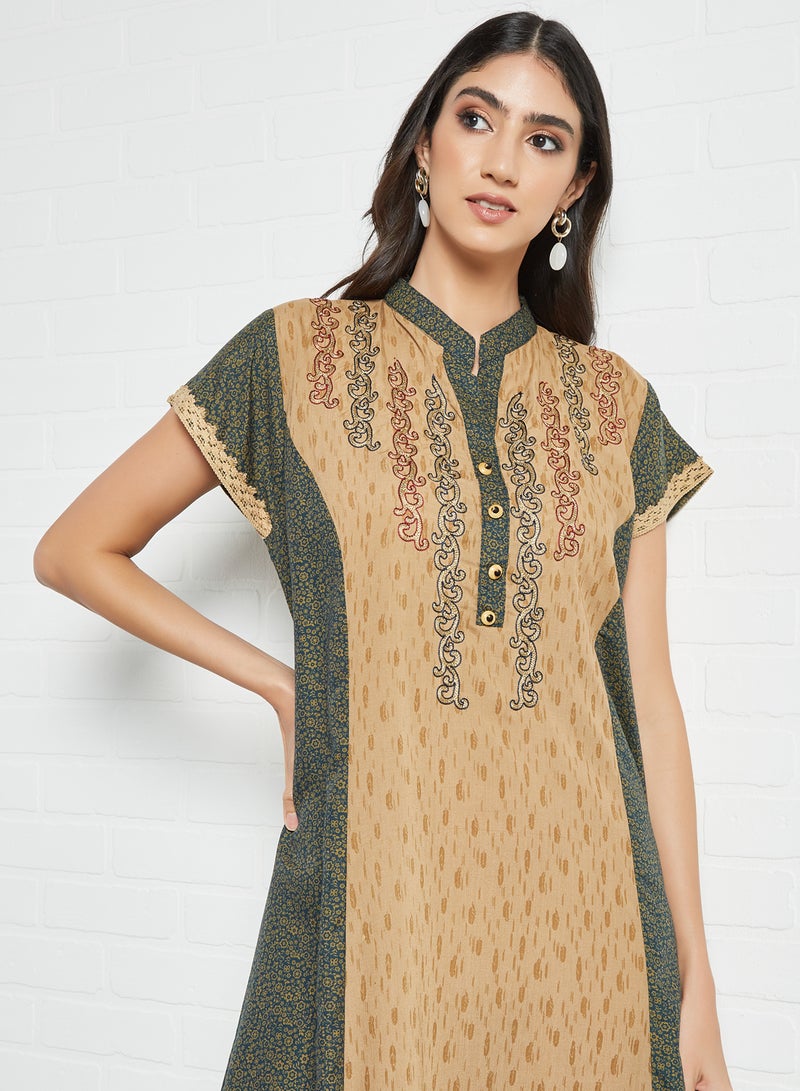 Sara Arabia - Printed Stylish Jalabiya Multicolour - Image 1