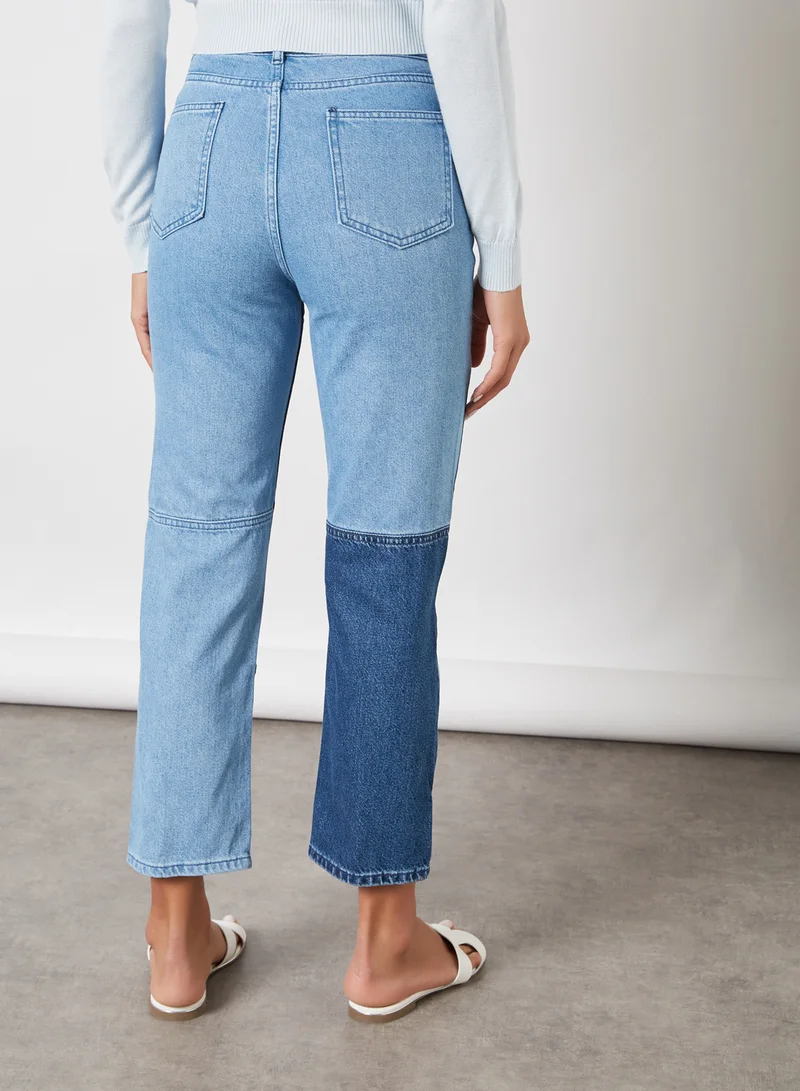 trendyol High Waist Straight Jeans Navy