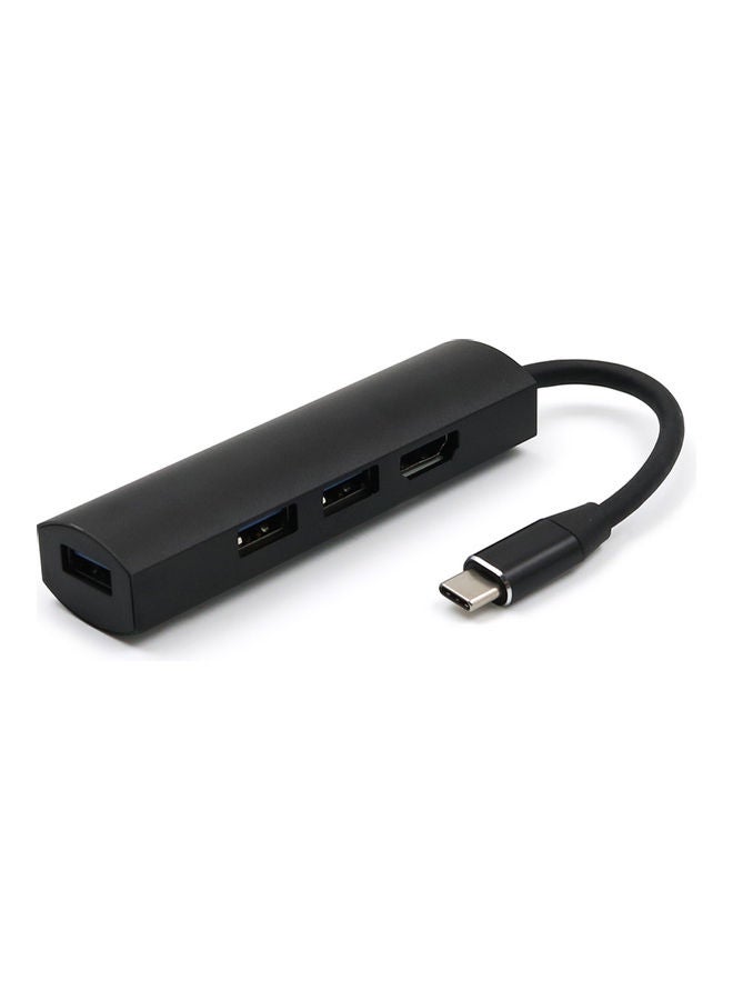 ماركة غير محددة كابل توصيل ناقل 4 في 1 بموزع Type-C 3.0+HDMI لأجهزة اللابتوب والهاتف أسود  - Image 1