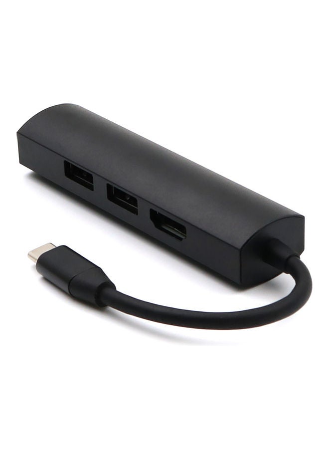 ماركة غير محددة كابل توصيل ناقل 4 في 1 بموزع Type-C 3.0+HDMI لأجهزة اللابتوب والهاتف أسود  - Image 2