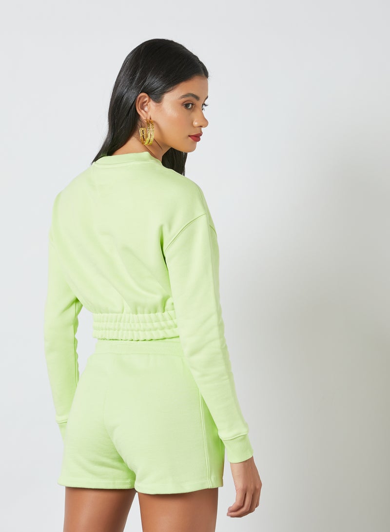 TOMMY JEANS - Logo Badge Cropped Sweatshirt Faded Lime - Image 1