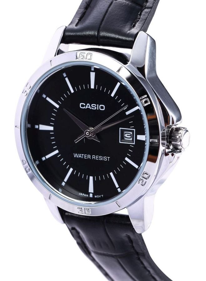 كاسيو ساعة يد بعقارب وسوار من الجلد طراز LTP-V004L-1AUDF - 30 مم - أسود للنساء - Image 4