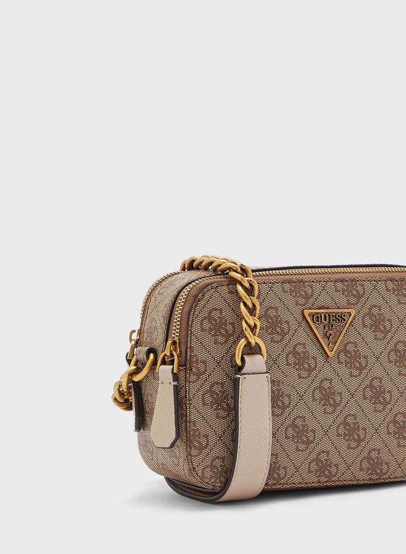 GUESS Noelle Camera Crossbody Bag Brown - Image 3