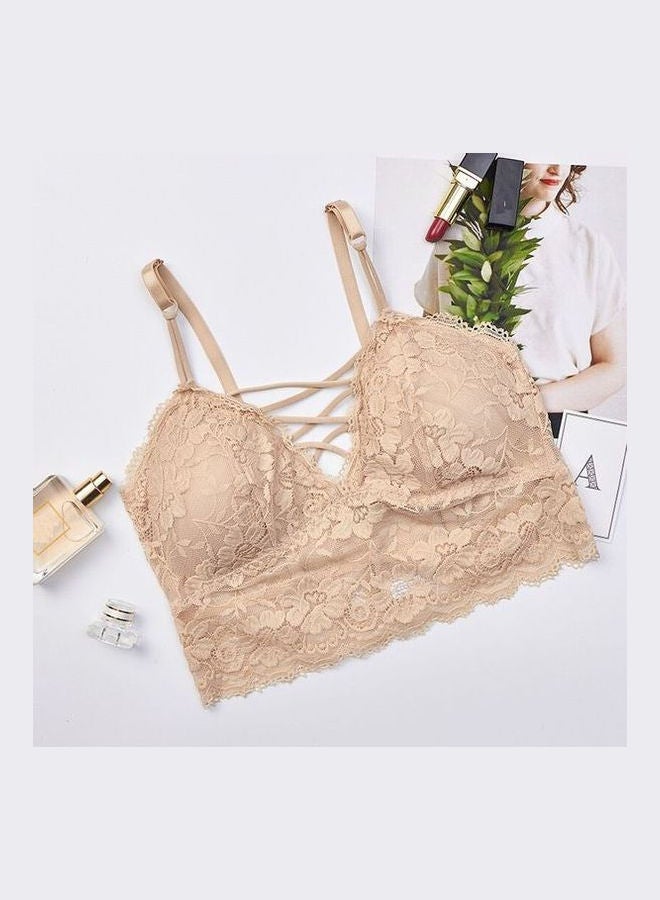 Lace Padded Bralette Beige 