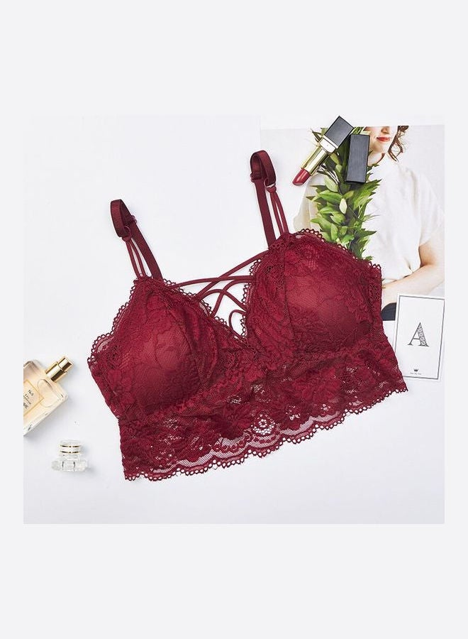 Lace Padded Bralette Red 