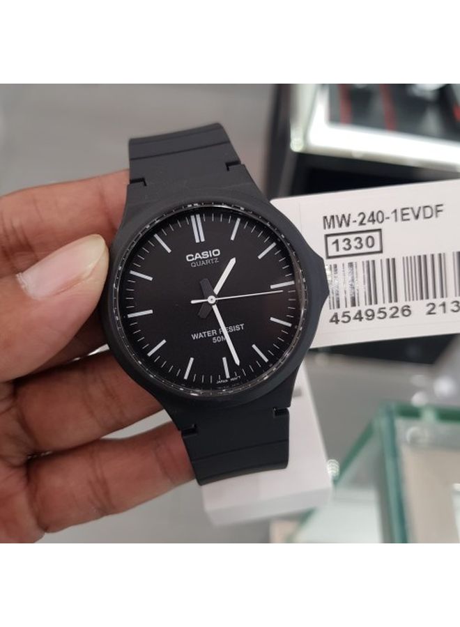 ساعة يد بعقارب مقاومة للماء طراز MW-240-1EVDF - 44 مم - أسود للرجال