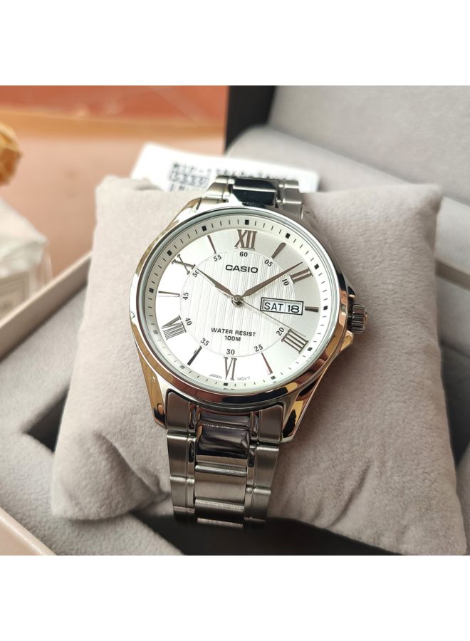 CASIO - Men's Stainless Steel Analog Watch MTP-1384D-7AVDF - 47 mm - Silver - Image 1