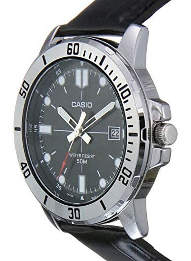 CASIO - Men's Enticer Leather Analog Watch MTP-VD01L-1EVUDF - 45 mm - Black - Image 1