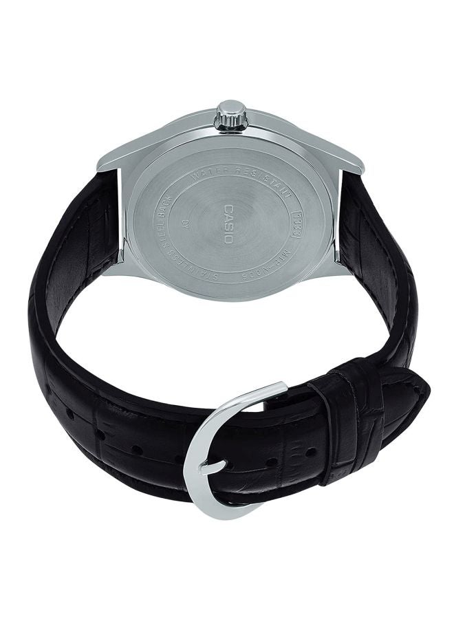 CASIO Men's Leather Analog Wrist Watch MTP-V006L-1BUDF - 45 mm - Black - Image 2