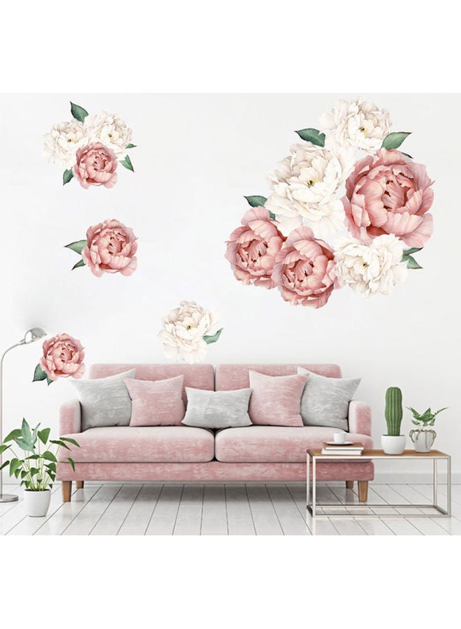 ملصقات جدارية بطبعة زهور متفتحة . وردي/أبيض - Image 1