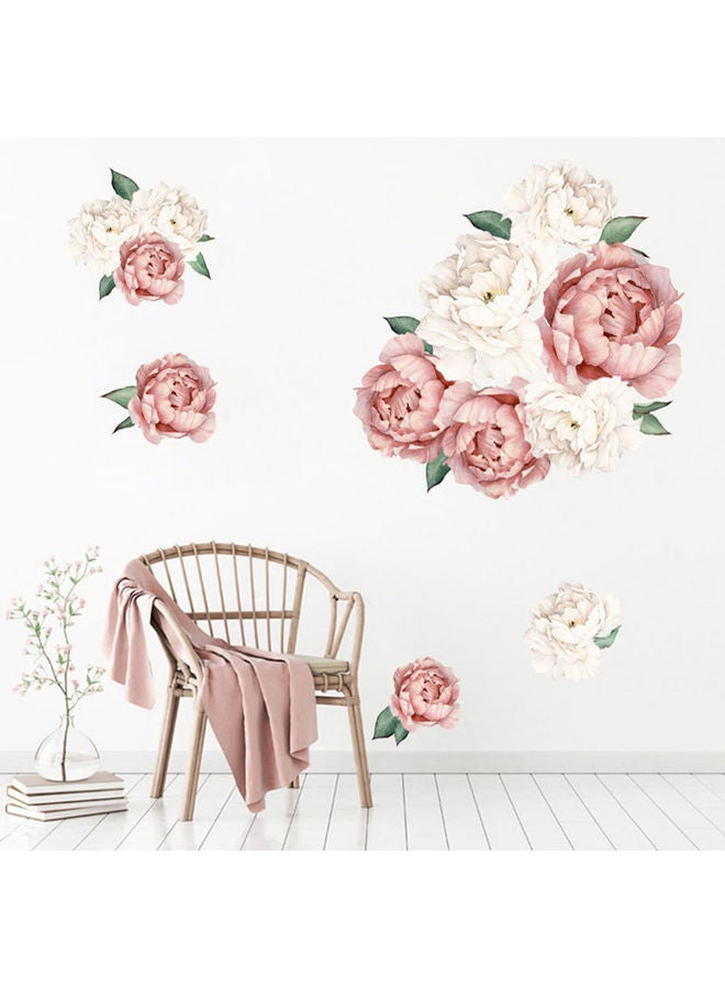 ملصقات جدارية بطبعة زهور متفتحة . وردي/أبيض - Image 2