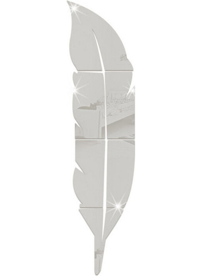 ملصق جداري عاكس على شكل ريشة فضي 73x18سم - Image 1