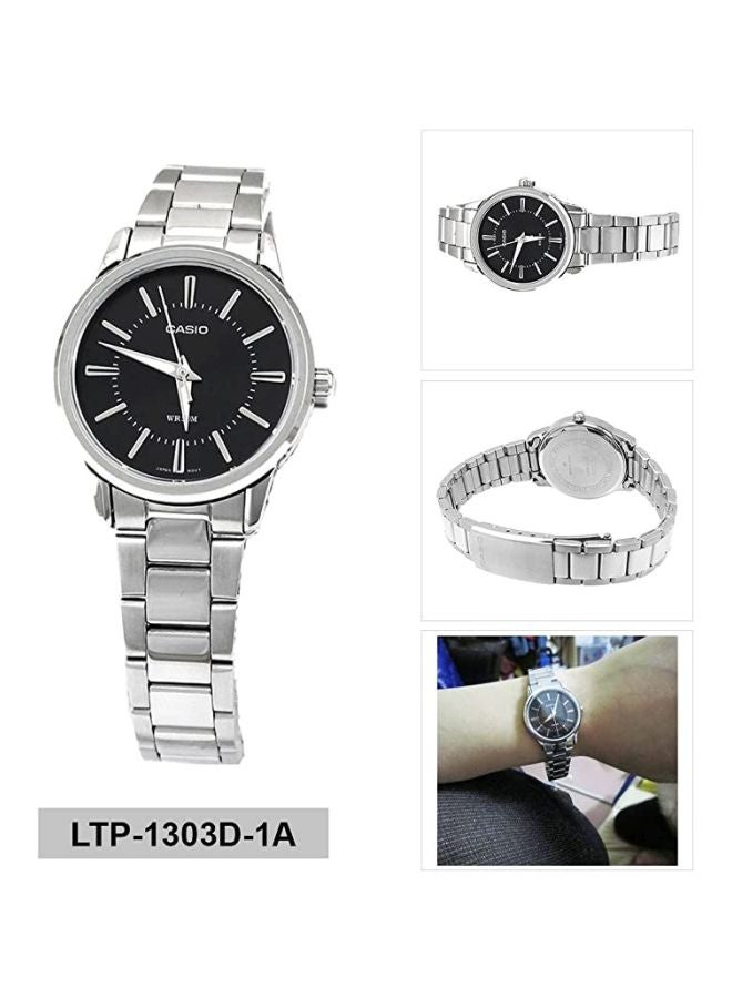 كاسيو ساعة يد بعقارب مقاومة للماء من إنتايسر طراز LTP-1303D-1AVDF - 30 مم - فضي للنساء - Image 5