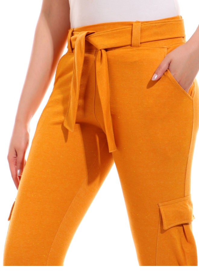 Caesar Baggy Likra with Belt Casual Pants Yellow  - Image 4