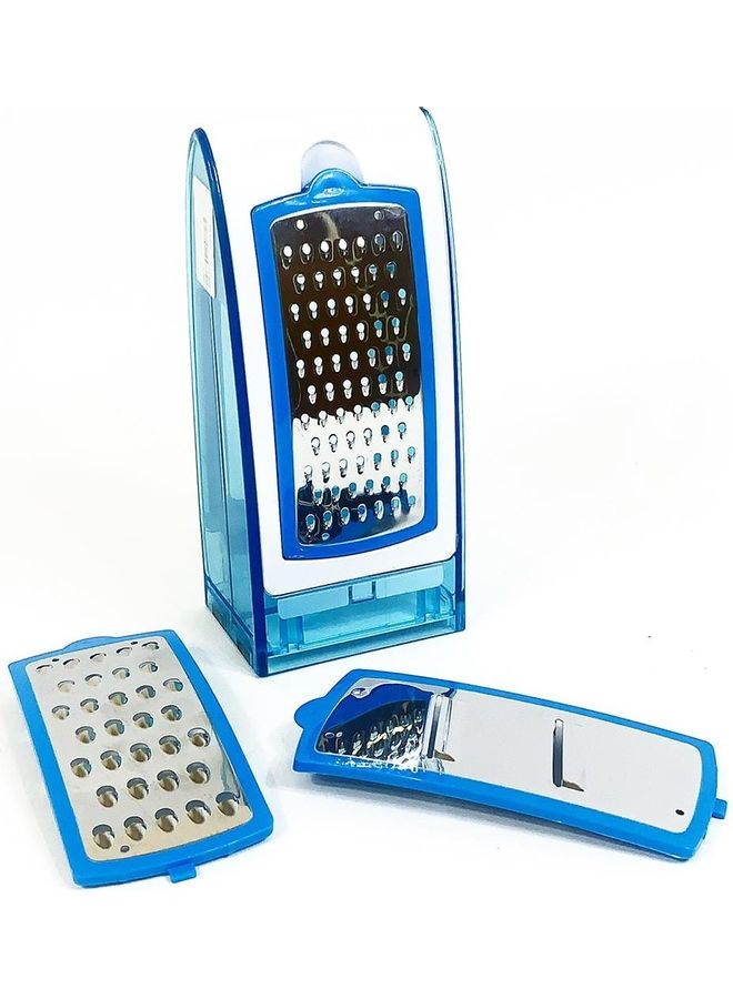 3-Piece Plastic Grater With Replacement Blade Blue/Silver/White