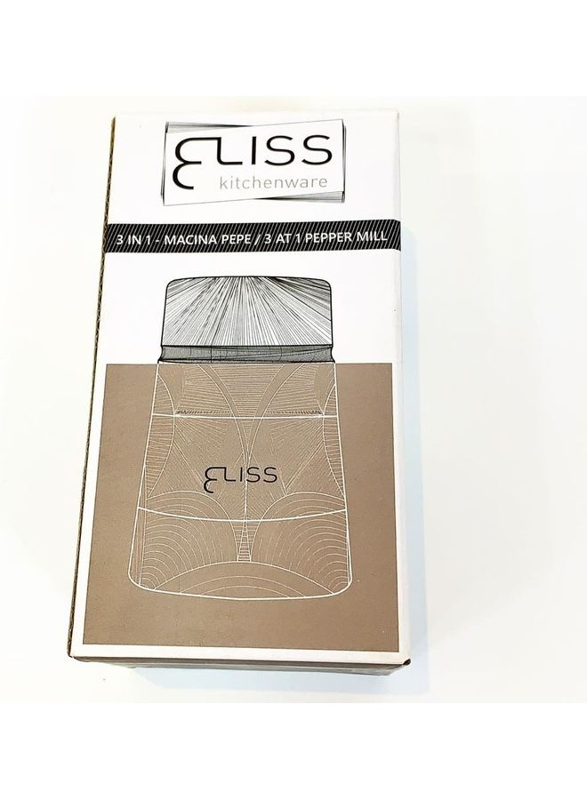 Eliss Kitchenware 3-In-1 Plastic Pepper Mill Silver/Grey/Clear - Image 3