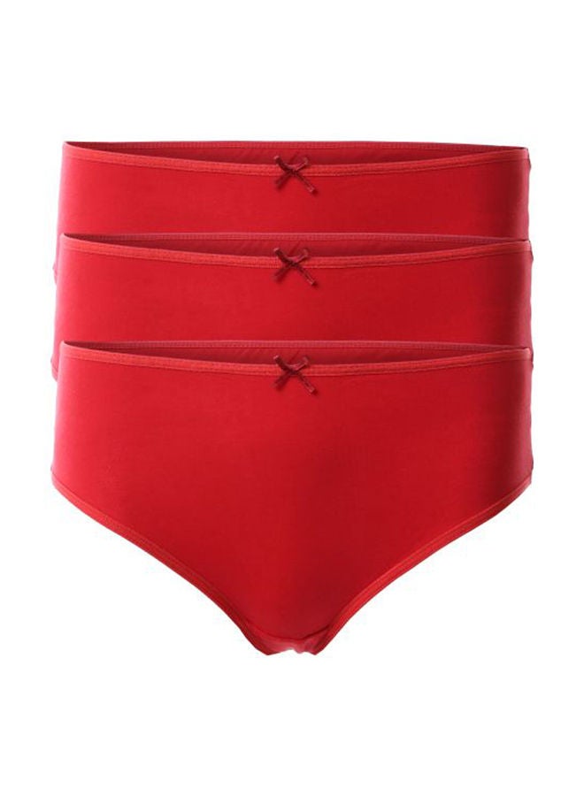 Mesery - Bundle OF Three Brief Smooth Cotton Hipster Panties Red - Image 1