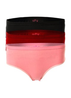 Bundle OF Three Brief Smooth Cotton Hipster Panties Multicolour