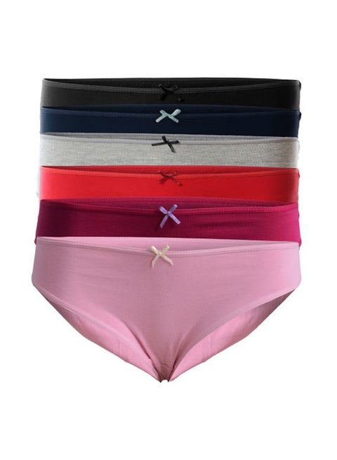 طقم سراويل داخلية بيكيني قطنية ناعمة مكون من 6 قطع