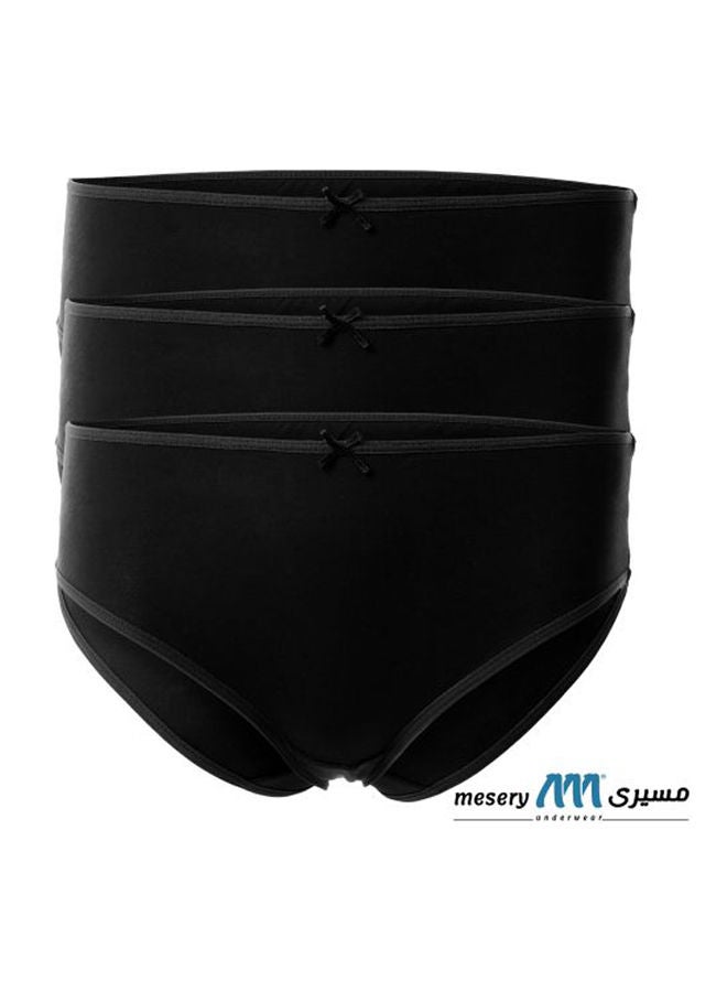 Mesery Bundle OF Three Brief Smooth Cotton Hipster Panties Black  - Image 1