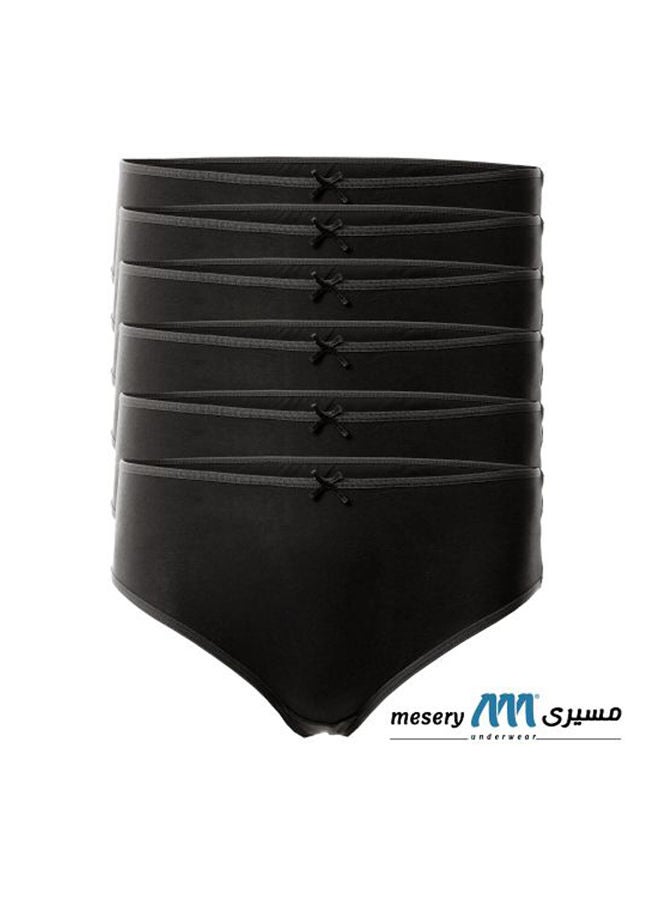 Mesery - Bundle OF Six Brief Smooth Cotton Hipster Panties Black - Image 1