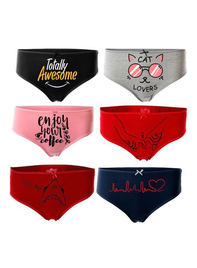 Mesery - Bundle OF Six Brief Smooth Cotton Hipster Panties Multicolour - Image 1