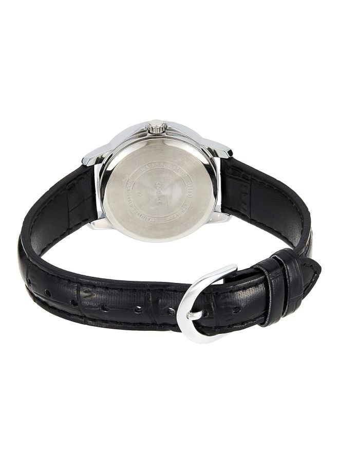 كاسيو ساعة يد بعقارب وسوار من الجلد طراز LTP-V004L-7A - قياس 30 مم - لون أسود للنساء - Image 2