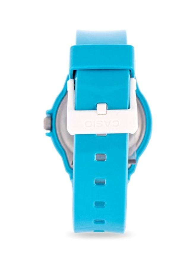 كاسيو ساعة يد بعقارب وسوار من الراتينج طراز LRW-200H-2E3VEF - 39 مم - أزرق للنساء - Image 2