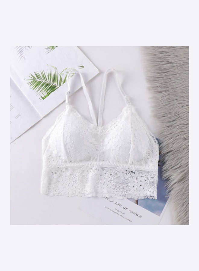 Comfortable Gathering Thin Section Bra White 