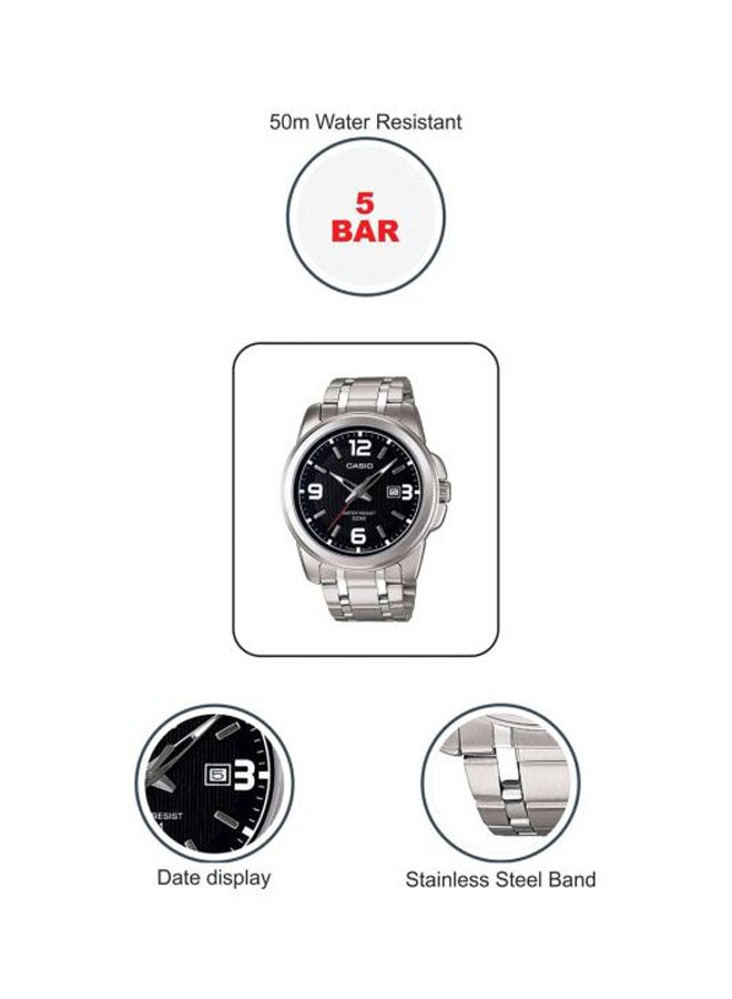 CASIO - Men's Enticer Water Resistant Analog Watch MTP-1314D-1AVDF - 50 mm - Silver - Image 1