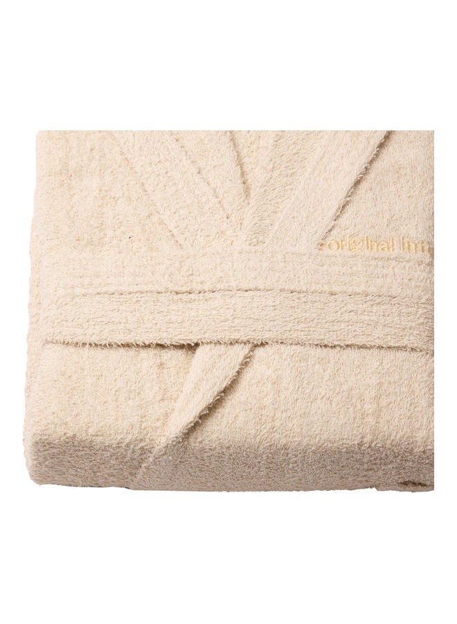 Soft Comfort Hooded Cotton Bathrobe With 2 Pockets Beige Free Size  - Image 3