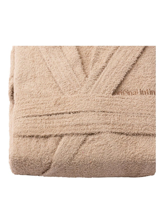 Soft Comfort Hooded Cotton Bathrobe With 2 Pockets Beige Free Size  - Image 3