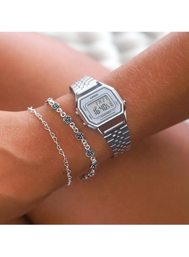 CASIO Men's Stainless Steel Digital Watch La680Wa-7Df - 29 mm - Silver - Image 4