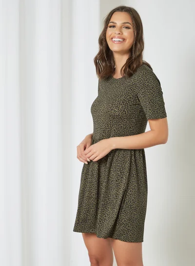 Jacqueline de Yong Printed Mini Dress Green