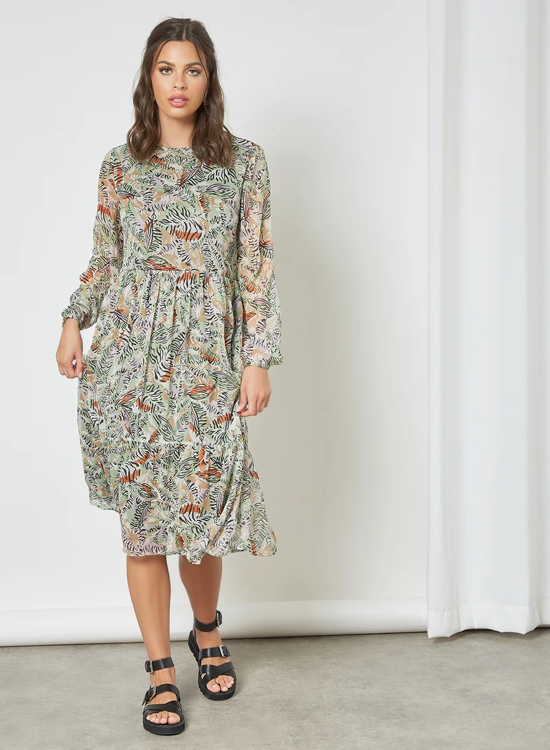 NOISY MAY All-Over Print Midi Dress Orchid Bloom