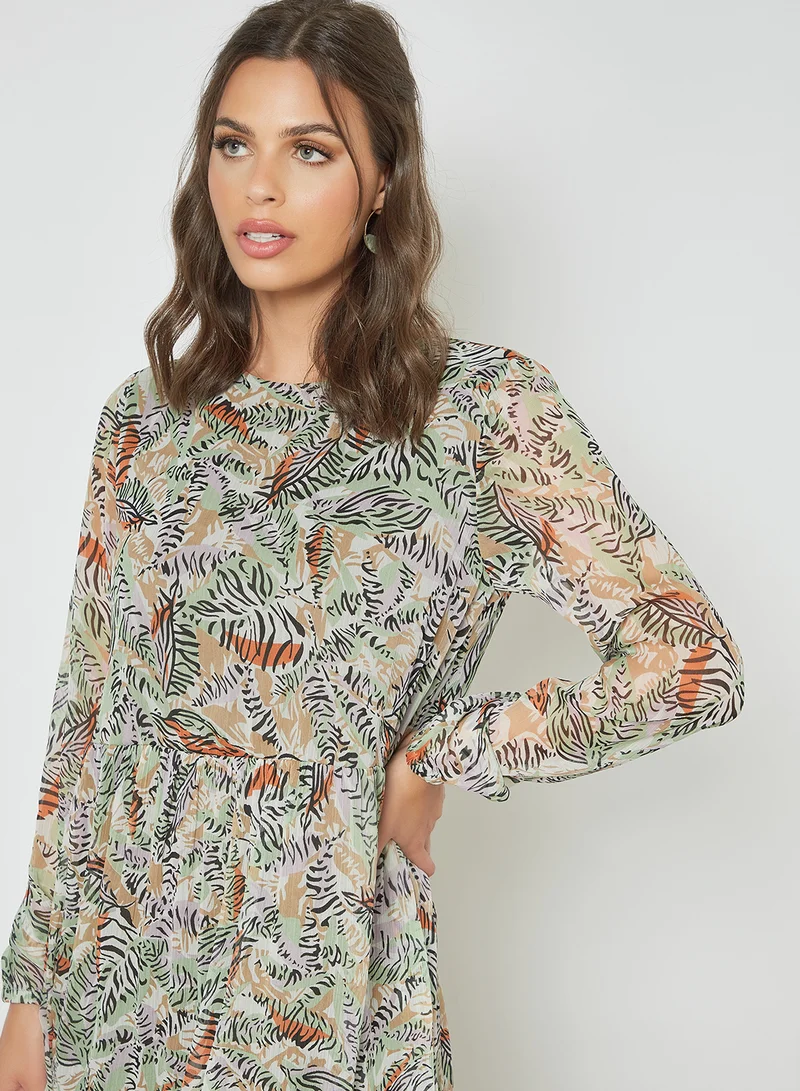 NOISY MAY All-Over Print Midi Dress Orchid Bloom