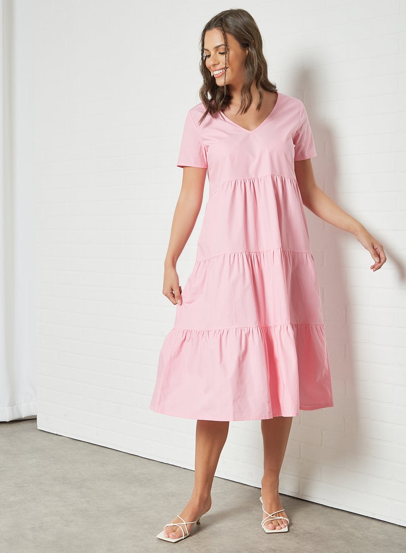 NOISY MAY - V-Neck Midi Dress Sachet Pink - Image 1