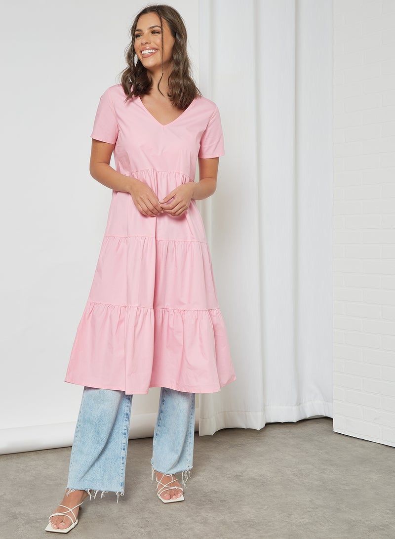 NOISY MAY - V-Neck Midi Dress Sachet Pink - Image 1