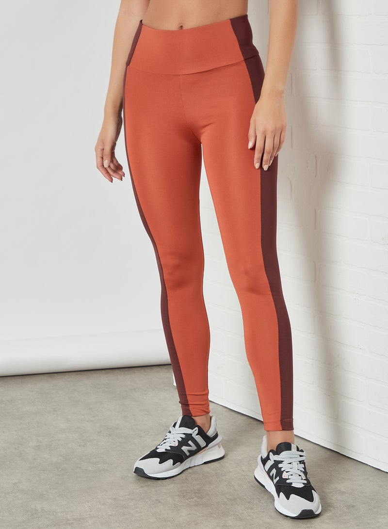 trendyol - Colorblock Leggings Cinammon - Image 1