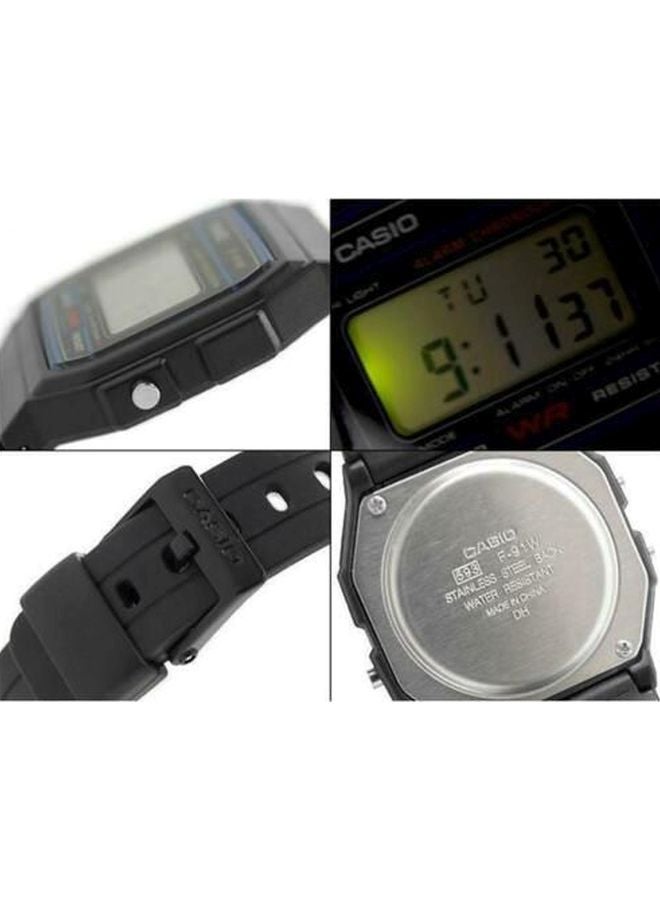 Men's Water Resistant Digital Watch F-91W-1D - 38 mm - Black